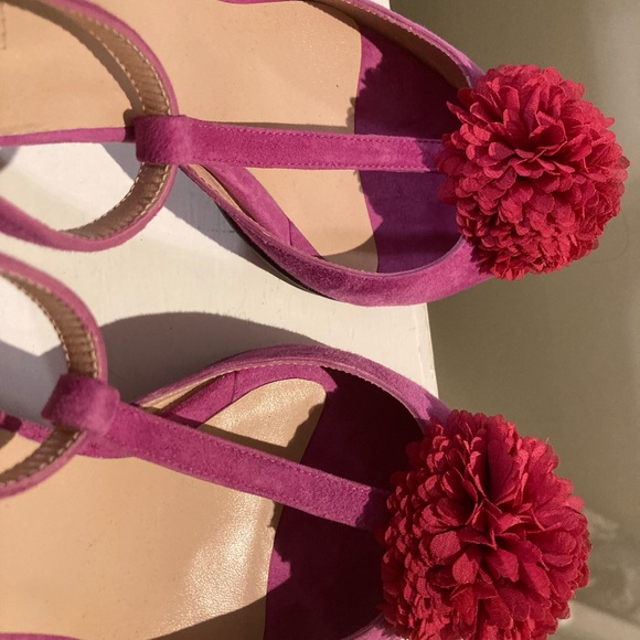 NEW TO BE Fuchsia suede shoe strap small heel carnation Toe Made in Spain Buckle - Picture 7 of 9